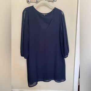 Lulus Navy Long Sleeve Dress with Arm Slits